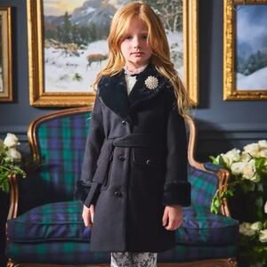 NWT Janie and jack Faux fur trim coat 18-24months black